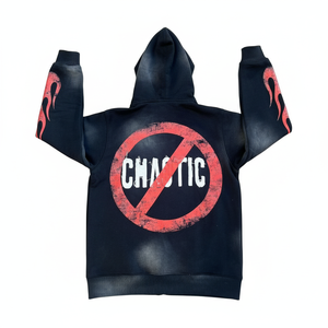 Sudadera con capucha negra para hombre de alta calidad, con cremallera, logotipo impreso personalizado, totalmente lavada. - Product Image 2