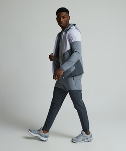 Survêtement de sport 2 pièces en nylon zippé pour homme, coupe-vent, imperméable, décontracté, de haute qualité, idéal pour l'automne et l'entraînement - Product Image 1