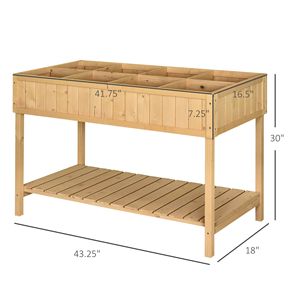 43x18x30in Rustic Finish Wooden Raised Garden Bed 8 Pockets Shelf Elevated <b>Planter</b> Box Legs for Growing Herbs <b>Vegetables</b> Flowers - Product Image 3