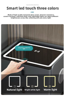 Table de chevet intelligente avec chargeur sans fil rapide, haut-parleur Bluetooth, verrouillage par empreinte digitale, lumière LED, verre trempé, pour appartement et chambre à coucher
