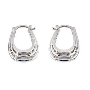 sterling <b>silver</b> 925 bohemian hoop earrings 15x20mm lightweight <b>silver</b> plated oval loop <b>studs</b> for women special occasion gifts - Product Image 1