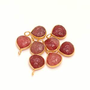 Pendentif Fleur en Quartz Rose Naturel, Breloque en Argent Sterling 925, Pierre Précieuse Sculptée à la Main, Cœur, pour Fabrication de Bijoux, 12MM - Product Image 5