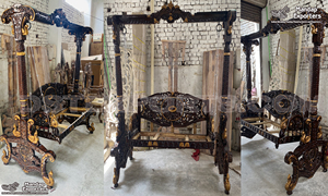 Columpio de madera tallada para sala de estar, nuevo diseño de madera de teca sólida india, Columpio de Madera tallada para decoración de interiores - Product Image 6