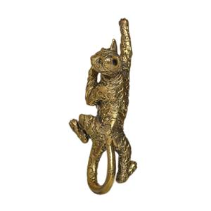 Gancho de pared metálico con forma de gato, acabado dorado, colgador decorativo ideal para llaves, bolsos, toallas y decoración moderna del hogar, de la India. - Product Image 5
