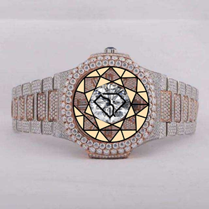 Reloj de Lujo con Esfera Cuadrada y Números Arábigos de Arcoíris, con Diamantes de Laboratorio, Diseño Personalizado de Fábrica - Product Image 1