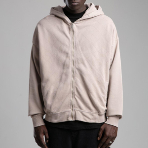 Sudadera con capucha de forro polar grueso para hombre, con doble cremallera, estilo urbano, personalizada al por mayor, oversize, con cremallera completa - Product Image 1