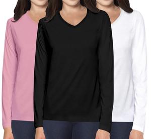 Fabricant de vêtements pour femmes, fournisseur de hauts à manches longues, t-shirt pour femmes à col en V, confortable - Product Image 3