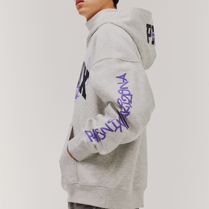 Sweat-shirts à capuche oversize pour hommes et femmes, couleur unie rouge, noir, gris, automne-hiver, en polaire, avec logo frontal, style hip-hop décontracté, marque tendance - Product Image 2