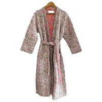 Peignoir en coton matelassé doux pour femmes Veste kimono longue Chemise de nuit Maillots de bain Vêtements de plage Vêtements de nuit imprimés en blocs
