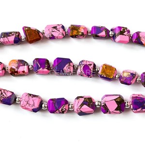 Cuentas facetadas de turquesa Mohave morada y rosa de 5x7-6x8MM, cuentas de cobre turquesa pulidas al por mayor para la fabricación de joyas. - Product Image 2