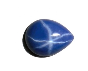 Zafiro Azul Estrella Pera 7x9 mm 3 Quilates, Cabujón Pulido Creado en Laboratorio con Efecto Estrella de 6 Rayos, 4 mm de Altura para Fabricación de Joyas - Product Image 4