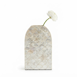 Vase de table de luxe rose en nacre, fait main, motif floral artisanal, pot de fleurs en mosaïque, vase cylindrique en résine MOP – Vente en gros - Product Image 3