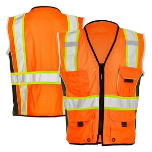 Construction Workwear Safety Clothing Road High Visibility Reflective <b>Tape</b> Breathable <b>Security</b> Working Vest - Product Image 1