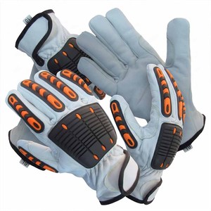 Gants de sécurité robustes en cuir de chèvre, avec poignet élastique, paume et doigts antidérapants en TPR, résistants à la chaleur et antistatiques 11 - Product Image 3