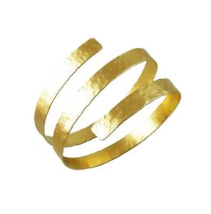 Modern Artisan Hammered Brass Cuff Stack Wedding Party Festive Adjustable Vintage Chunky Bangle Statement Jewelry <b>Bracelet</b> - Product Image 4