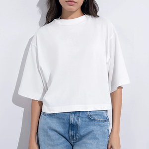 Camiseta Corta de Verano para Mujer, Ajustada, Transpirable, Informal, Blanca, Lisa - Product Image 1