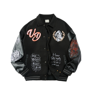 OEM Custom Logo Letterman Men Embroidered Varsity Jacket Baseball Bomber Jacket Vintage Streetwear <b>Hip</b> Hop Jacket - Product Image 1