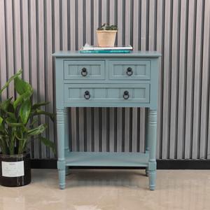 Petite table de canapé étroite en fer, design moderne, pieds tournés, poignées anneau antiques, pour salon et décoration intérieure - Product Image 2