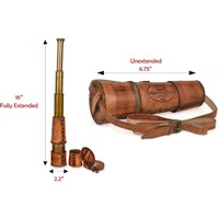 Telescopio pirata de Spyglass de decoración antigua con estuche de cuero Telescopio monocular de latón de mano para entusiastas de la aventura náutico