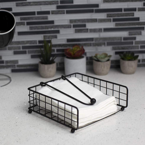 Black Metal Decorative <b>Paper</b> Tissue Napkin Holder <b>Paper</b> for Wedding Restaurant Bathroom <b>Kitchen</b> - Product Image 1