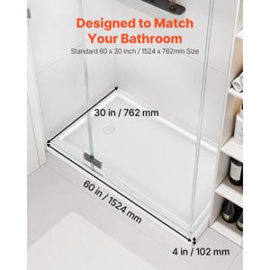 Piatto Doccia Rettangolare in Acrilico PVC Bianco 152x76 cm con Soglia Singola e Funzione Antiscivolo per Uso Interno - Product Image 2