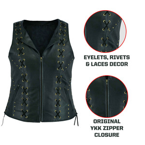 Veste en cuir pour femme, prix d'usine en gros, veste en cuir de haute qualité, veste sans manches douce pour femme, veste de motard pour la conduite à moto - Product Image 4