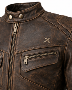 Chaqueta de Motociclista Clásica de Cuero Desgastado |   Negro Marrón Borgoña |   Fabricante OEM ODM |   Diseño de Calidad Premium | Ropa de Carreras - Product Image 4