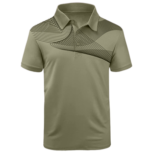 Polo pour homme gris à imprimé géométrique, manches courtes, tricoté, respirant, design décontracté - Product Image 3