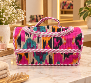 Handmade Quilted Lady Winter Dyson Storage <b>Bag</b> with Zipper Closure Inner Pockets (6 Inch Each) Stylish Hair <b>Tool</b> Organizer - Product Image 1