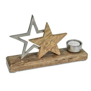 Porte-bougie renne argenté avec base en bois, décoration de table de Noël, ornement animalier rustique en métal pour la décoration intérieure, décoration festive - Product Image 2