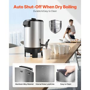 Urna per Caffè Commerciale da 30 Tazze, 152oz, con Rubinetto Anti-Goccia, 1090W, Preparazione Rapida, Automatica, in Legno di Teak - Product Image 6
