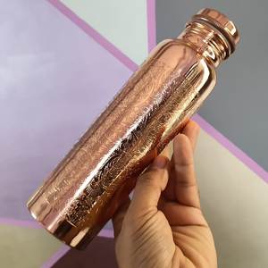 <b>Copper</b> Water Bottle With Hammered Finish <b>Screw</b>-On Lid Reusable For Outdoor Hiking Camping Travel Adults Vintage Style Metal - Product Image 6