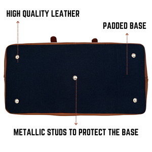 Bolsa de Lona Plegable de Gran Capacidad, Color Azul Marino, con Cierre, de Alta Calidad, Unisex, para Viajes de Fin de Semana, con Detalles en Cuero Genuino y Poliéster - Product Image 4