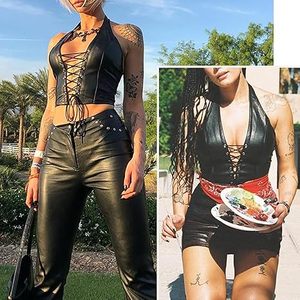 Top de Cuero de Diseño para Mujer, Chaleco Corto sin Mangas de Cuero Genuino de Lujo Personalizado, Ropa de Moda de Alta Gama - Product Image 3