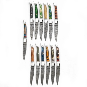 Couteau de chasse et de camping de style Laguiole, en acier Damas, fait main, forgé à la main, avec manche en résine colorée, vente en gros, 1 pièce - Product Image 2