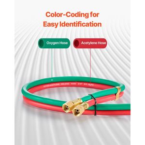 Tubo Doppio Ossigeno-Acetilene 1/4 Pollici X 25FT con Raccordi 9/16''-18 LH/RH Grado R per Torce di Saldatura - Product Image 5