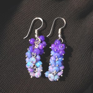 Boucles d'oreilles pendantes HAYAAT GEMS en opale éthiopienne, plaqué or, argent 925, perles cabochon bleues multicolores, bijoux ethniques de mariage - Product Image 4