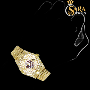 Lujoso elegante reloj de diamantes de moissanita de oro rosa redondeado octogonal analógico de acero inoxidable mecánico joyería de edición limitada - Product Image 4