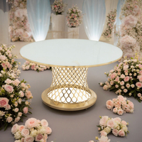 Table de salle à manger moderne antidérapante et silencieuse avec plateau en verre rond et pieds en acier inoxydable, certifiée CE, pour hôtels, hôpitaux, banquets et événements
