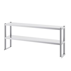 Tavolo da Lavoro Commerciale a Doppio Ripiano in Acciaio Inox, 12 x 60 Pollici, Altezza Regolabile, con Ripiano Superiore, per Cucina Professionale - Product Image 1