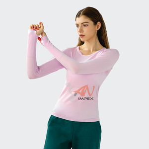 Yoga Wear Women Gym Fitness Set Compression Long Sleeve t Shirt Seamless <b>Top</b> - Product Image 6