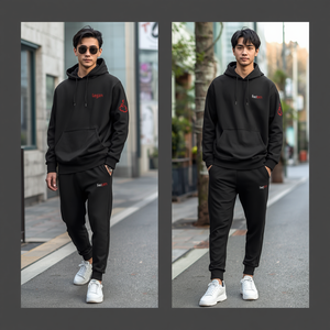 Ensemble sweat-shirt et pantalon de survêtement personnalisé en molleton de coton, tenue décontractée unisexe, style streetwear, fabrication OEM, vente en gros - Product Image 2