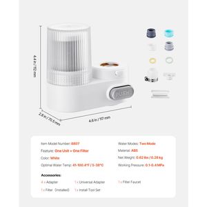 Filtro Acqua per Rubinetto da Cucina, Depuratore Verticale in Fibra di Carbonio per Lavello, Rimuove Cloro e Piombo, Filtro Singolo - Product Image 3