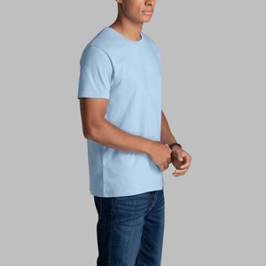 เสื้อยืดคอกลมแขนสั้นผู้ชายผ้าฝ้าย 100% สีทูโทน สกรีนโลโก้ด้านหน้าตามแบบ OEM ระบายอากาศได้ดี แห้งเร็ว เหมาะสำหรับออกกำลังกาย - Product Image 2