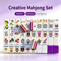 Jeu de Mahjong en Acrylique aux Motifs Citron et Palmier avec 160 Tuiles Décoratives pour Collections de Jeux et Vente au Détail