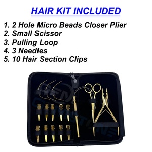 Kit professionnel durable et réutilisable en acier inoxydable pour extensions de cheveux, avec outils pour micro-anneaux et nano-anneaux, et pinces de pose à 2 trous - Product Image 2