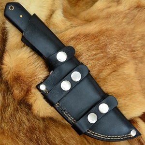 Cuchillo de caza y supervivencia hecho a mano DIY OEM de acero damasco inoxidable con mango de micarta y funda de cuero fino - Product Image 5