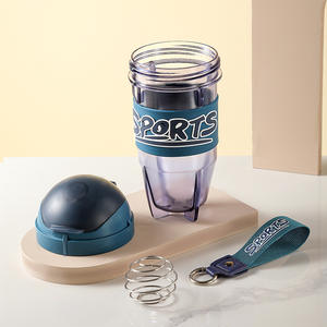 Shaker sportif écologique réutilisable 600 ml en plastique (PC+PP+Silicone) avec couvercle à clapet pour bouteille d'eau à corde pour la randonnée, le camping et les voyages - Product Image 2