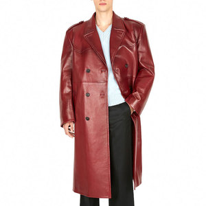 Oversized <b>Long</b> Leather Trench <b>Coats</b> Wholesale Fashion Streetwear Overcoat Custom PU Leather OEM ODM Private Label - Product Image 6