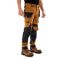 Pantalon de travail pour homme, marron avec genouillères noires, résistant à l'abrasion, en coton, type uniforme, pantalon de sécurité